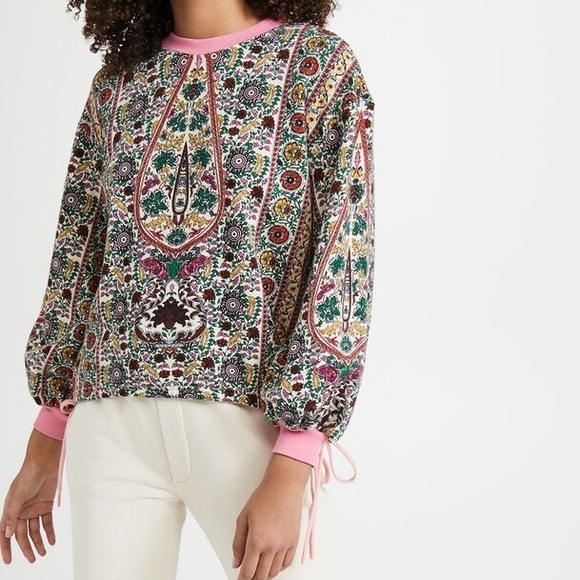 Alice + Olivia Tops - Alice + Olivia Amirah Drawstring Hem Sweatshirt Flower Pot Size Large